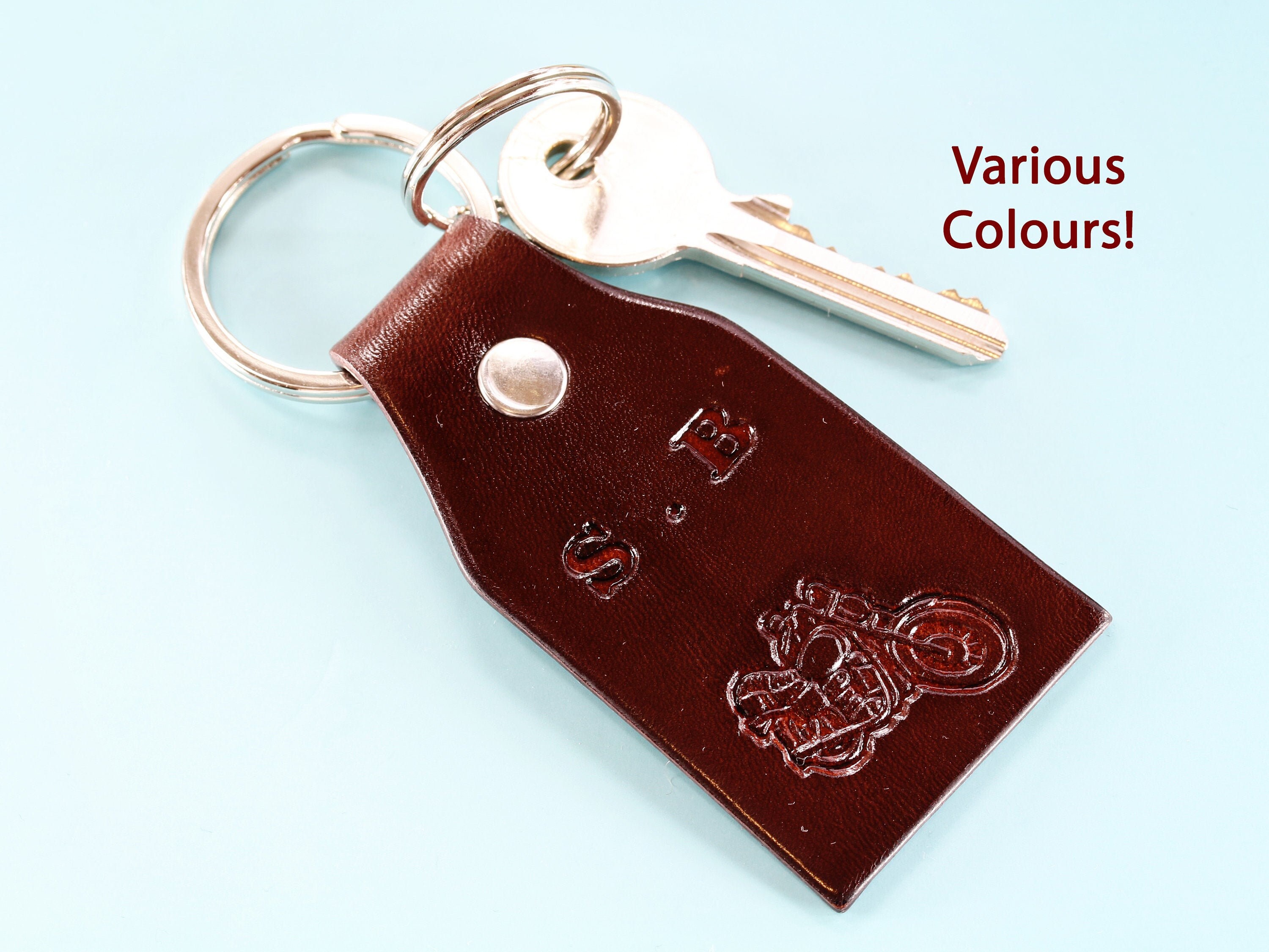 Personalised Motorcycle Keychain Handmade Leather Keychain Etsy
