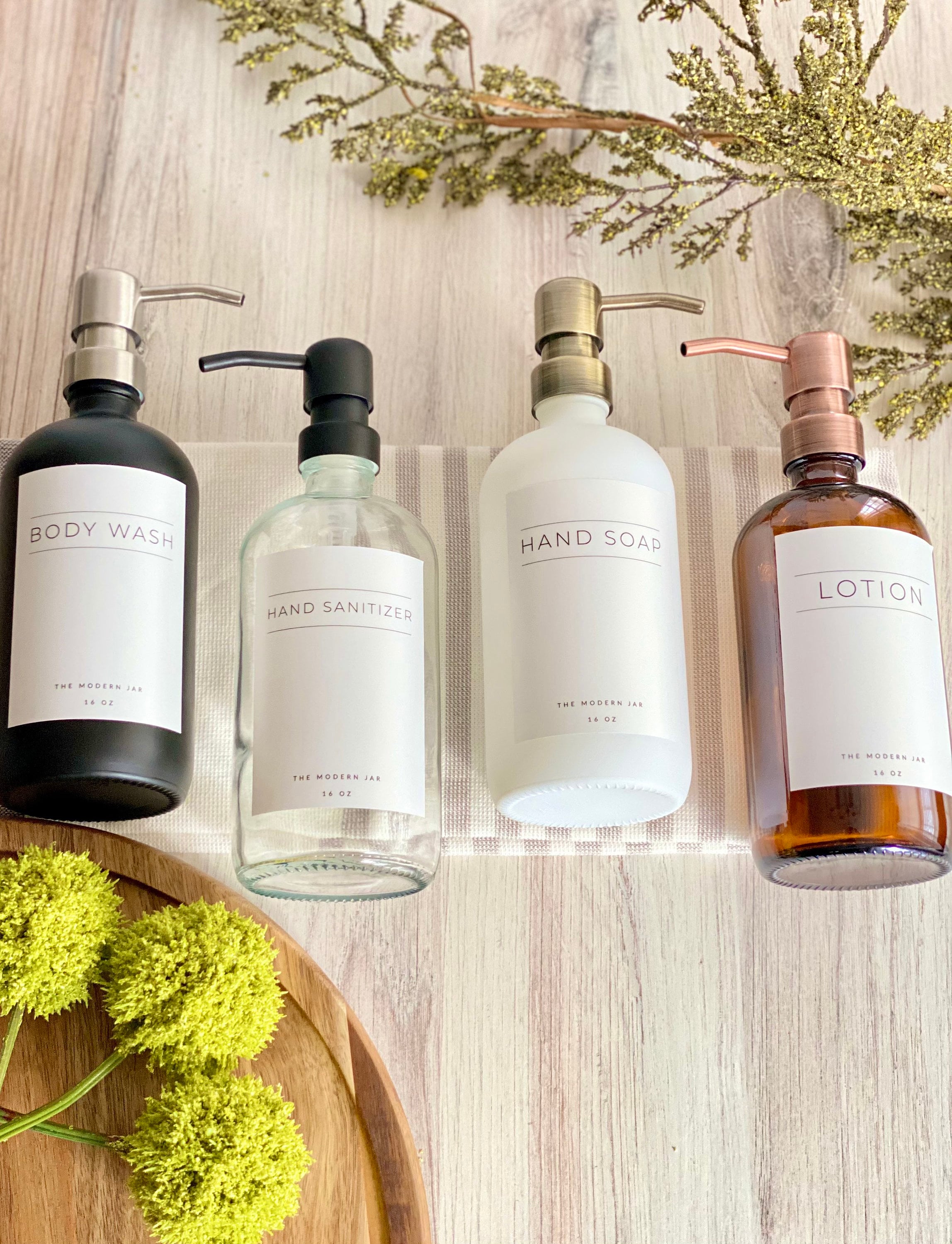 Glass Bottle • Hand Wash+Dish Soap+Lotion • Amber+Clear • White+Black…