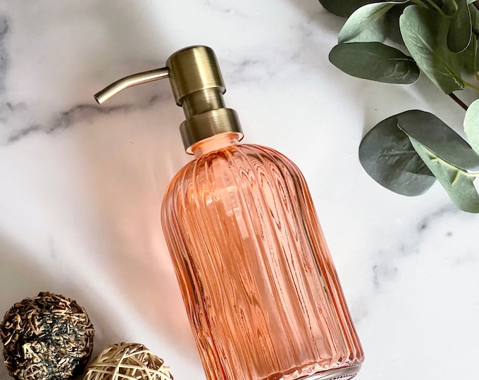Orange Vintage Glass 14 Oz Soap Dispenser Glass Apothecary Refillable ...