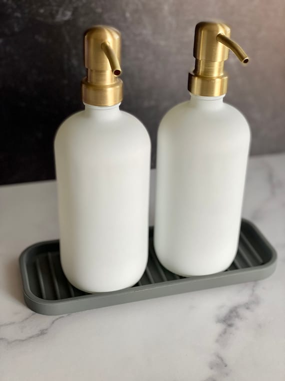 Matte Black Liquid Soap Storage Bottle With Wooden Tray - Temu