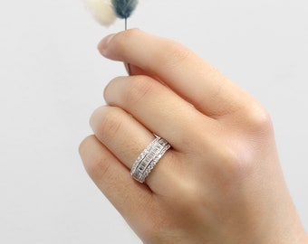 Details about / Silver Channel Set Princess CZ 10-Stone Engagement Wedding Band Ring 1.5 CT 5mm