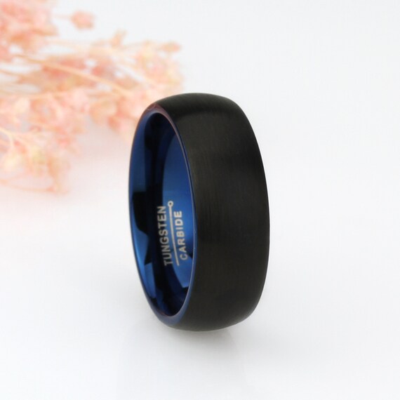 8mm Tungsten Carbide Men's Wedding Band - Black Dome Comfort Fit Ring In Brushed Matte, Size 10.5 - View #4