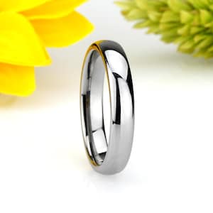 Thin 4MM Tungsten Ring, Shiny Finished Dome, Comfort Fit, Custom Engraved, Wedding Band