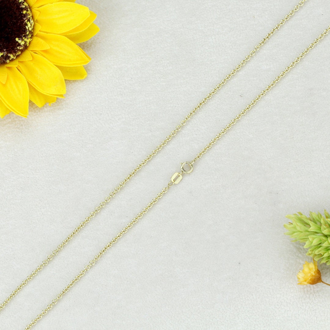 Solid 14K Gold Chain Necklace High Polished Rolo Chain Etsy