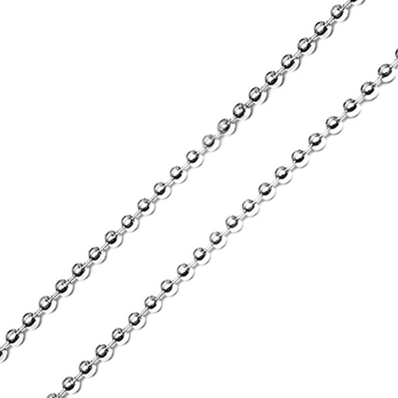 Men Women 3mm Sterling Silver Italian Necklace Rhodium Plated Bead Chain PZCH114SV-RH