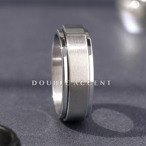 Matte Finish Spinner Ring: 8MM 316L Stainless Steel Wedding Band, Custom Engraved Thumb Ring, Anniversary Gift