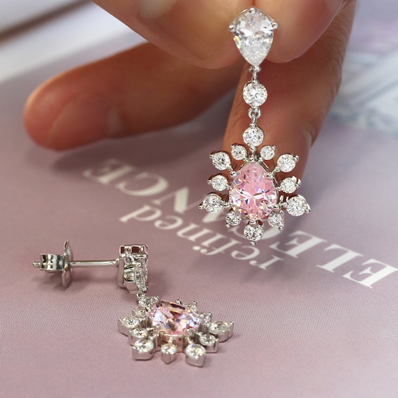 Jardin Diamond Pink Enamel Earrings – Hazoorilal Legacy