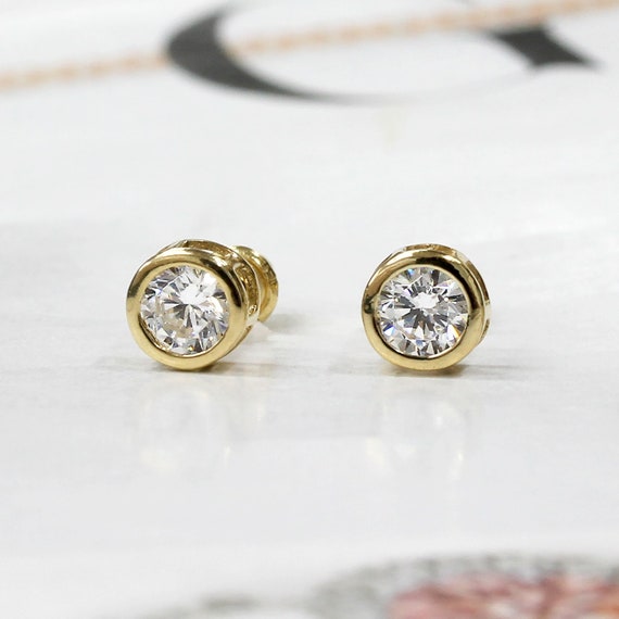 14K Yellow Gold Large Diamond Cluster Earrings Studs for Men & Women 5  Carat Look