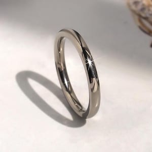 Thin 2mm Titanium Ring, Comfort Fit Titanium Wedding Band for Men Women, Classic Dome Ring, Custom Engraved Personalized Ring, Thumb Ring