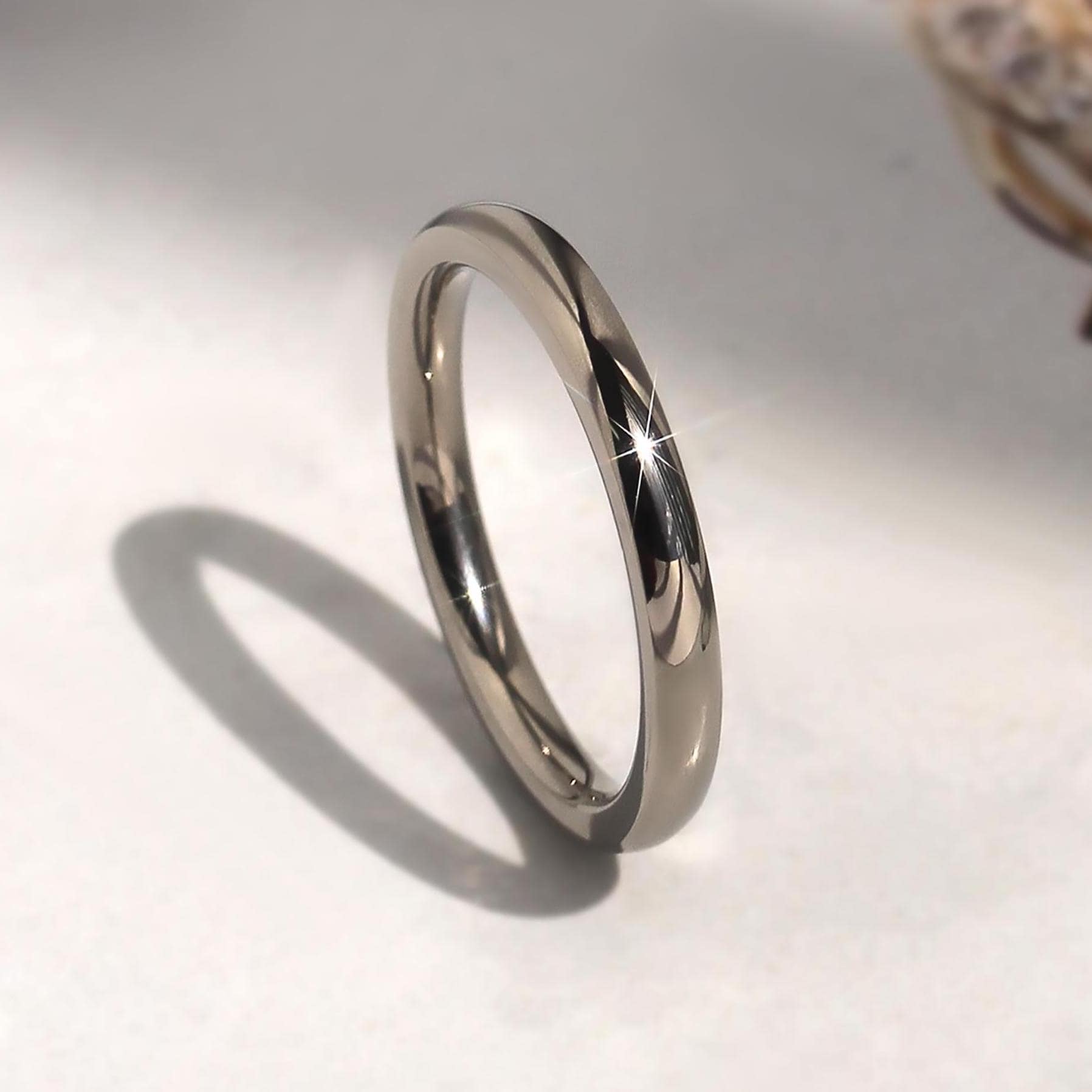 薄型2mmチタンリング、快適フィットチタン結婚指輪（男女兼用