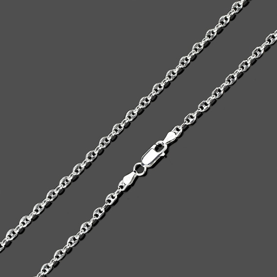 Anchor Chain Sterling Silver Necklace for Women PUFFED 