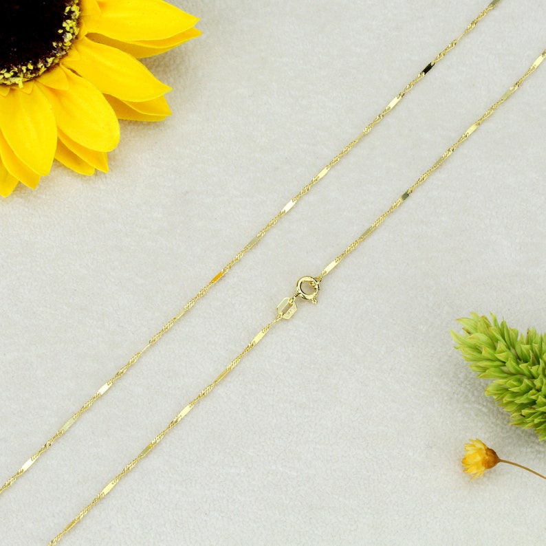 Gold SINGAPORE Chain Solid 14K Gold Necklace Men Women 1mm Etsy