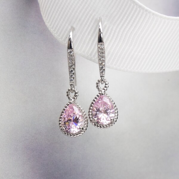 Pink Stone Earrings Etsy