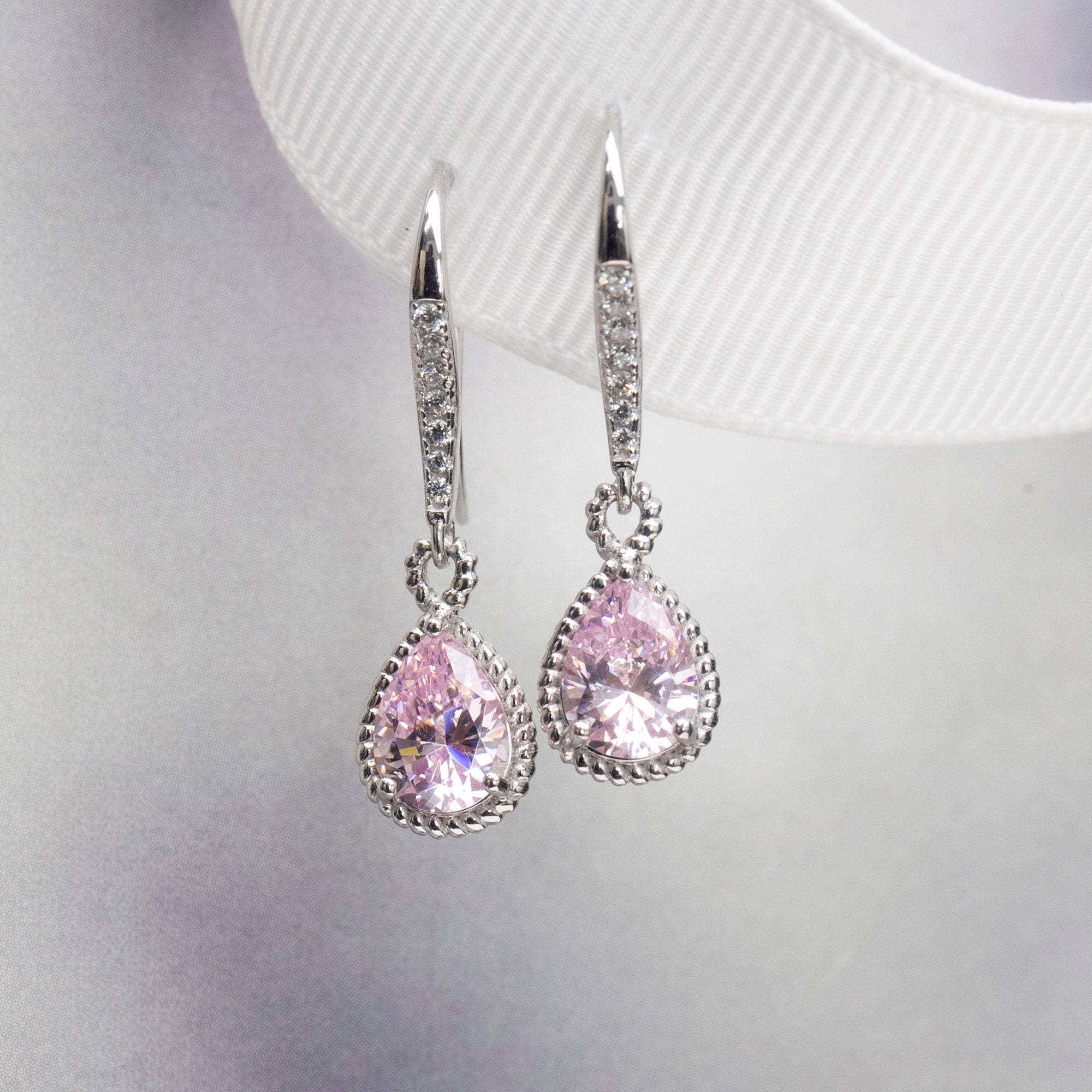 Water Drop Pink Diamond Dangle Earring 100% Real 925 sterling silver  Wedding Drop Earrings for Women Promise Engagement Jewelry - AliExpress