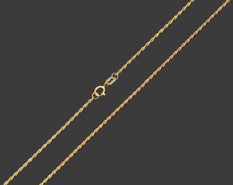 Gouden touw ketting, massief 14K gouden ketting mannen vrouwen, dunne 1 mm tot 6 mm holle touw ketting ketting, stapelbare choker ketting ketting, 16 "tot 30"