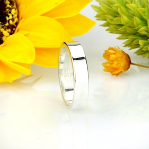 Custom Engraving Men Women 5MM Sterling Silver Wedding Band Thum Ring Classic Plain Flat Band Silver Ring