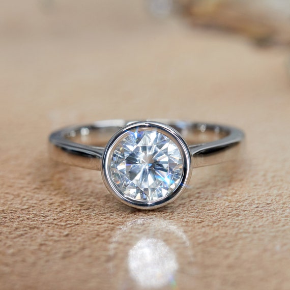 2 Carat Engagement Ring Platinum Plated Sterling Silver Solitaire Ring 2 Carat Engagement Ring Platinum Plated Sterling Silver Solitaire Ring