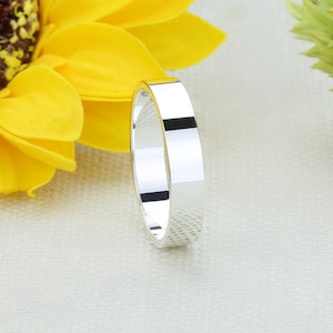 Benutzerdefinierte gravierte Ring Männer Frauen, Sterling Silber Ehering, 3 mm bis 8 mm Flach Zigarre Band, Silber Ehering, personalisierte Ring Flachband