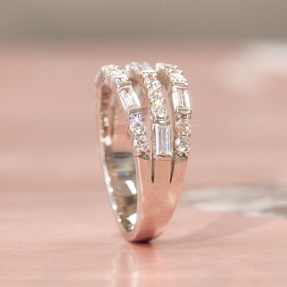 Three-Row Criss Cross Stacking Band Ring with Cubic Zirconia Gold-plated Three-Row Criss Cross Stacking Band Ring with Cubic Zirconia Gold-plated