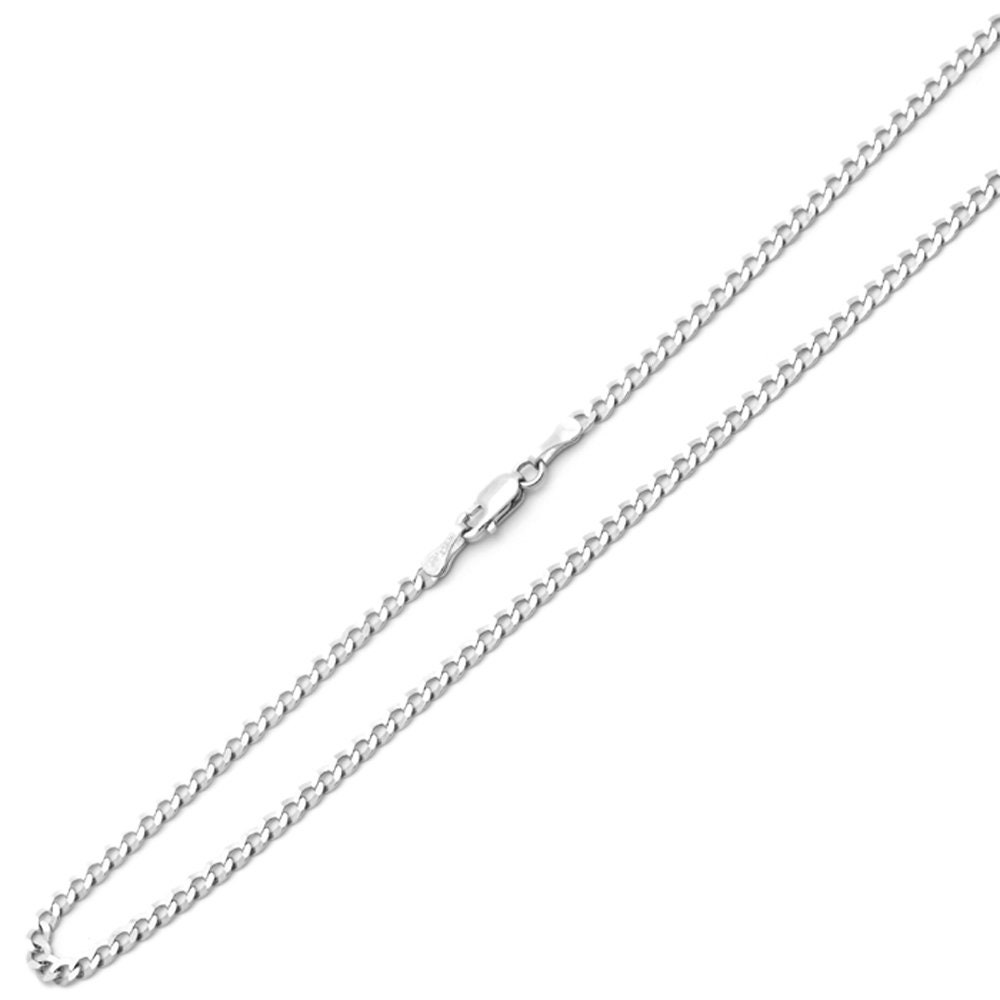 3mm Solid 14K White Gold Chain Necklace 