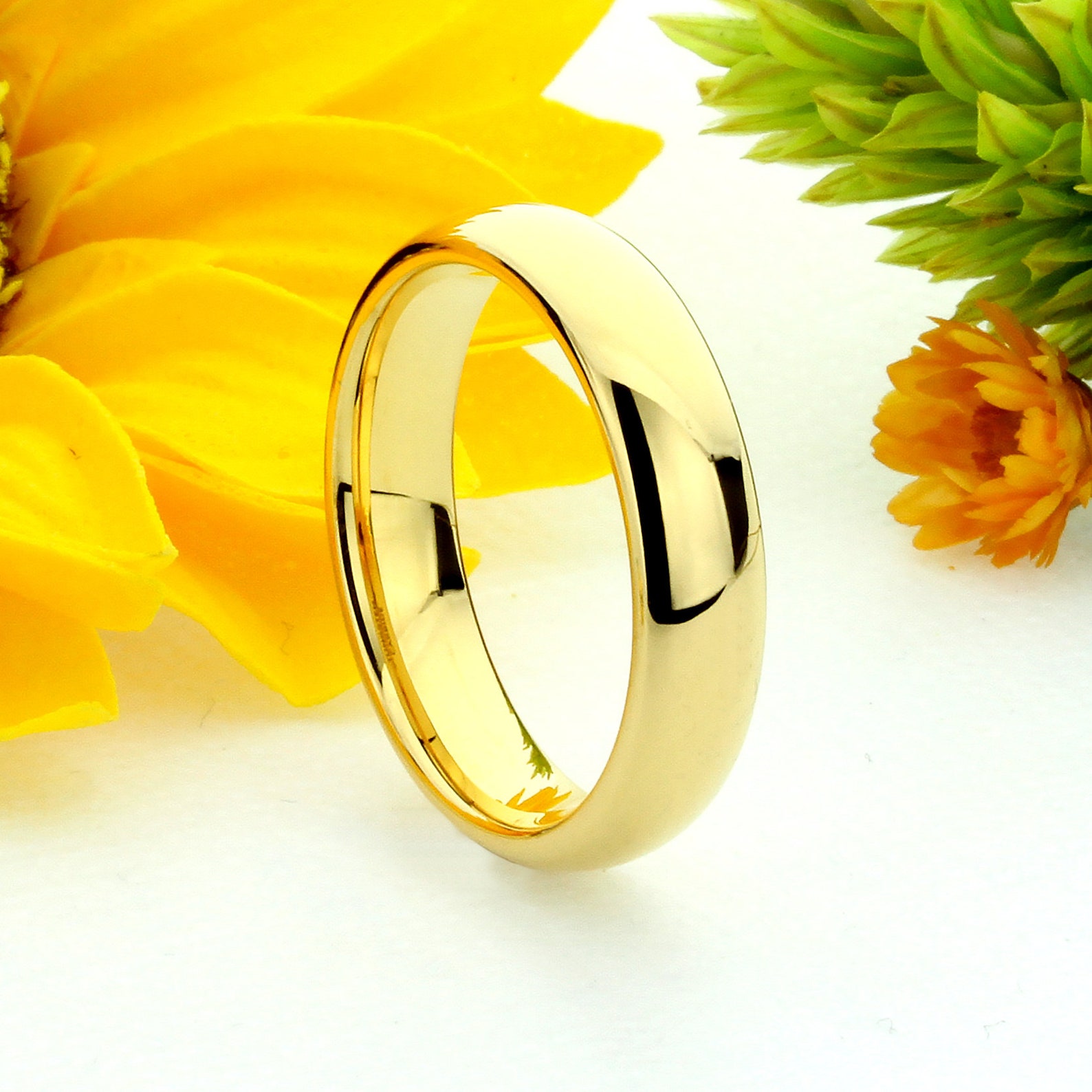 His and Hers Tungsten Wedding Band Set 5mm 7mm Gold Ring Etsy