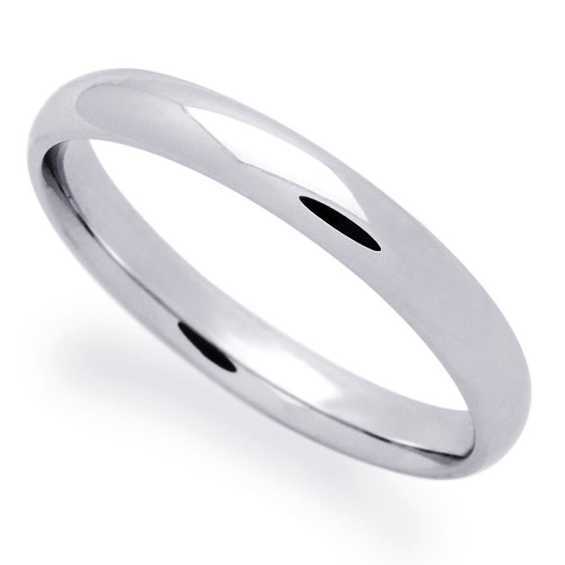 DLNBP1-9-OPT Men Women 14K White Gold or Gold 3mm Classic Domed Plain Wedding Band Ring Gift Box