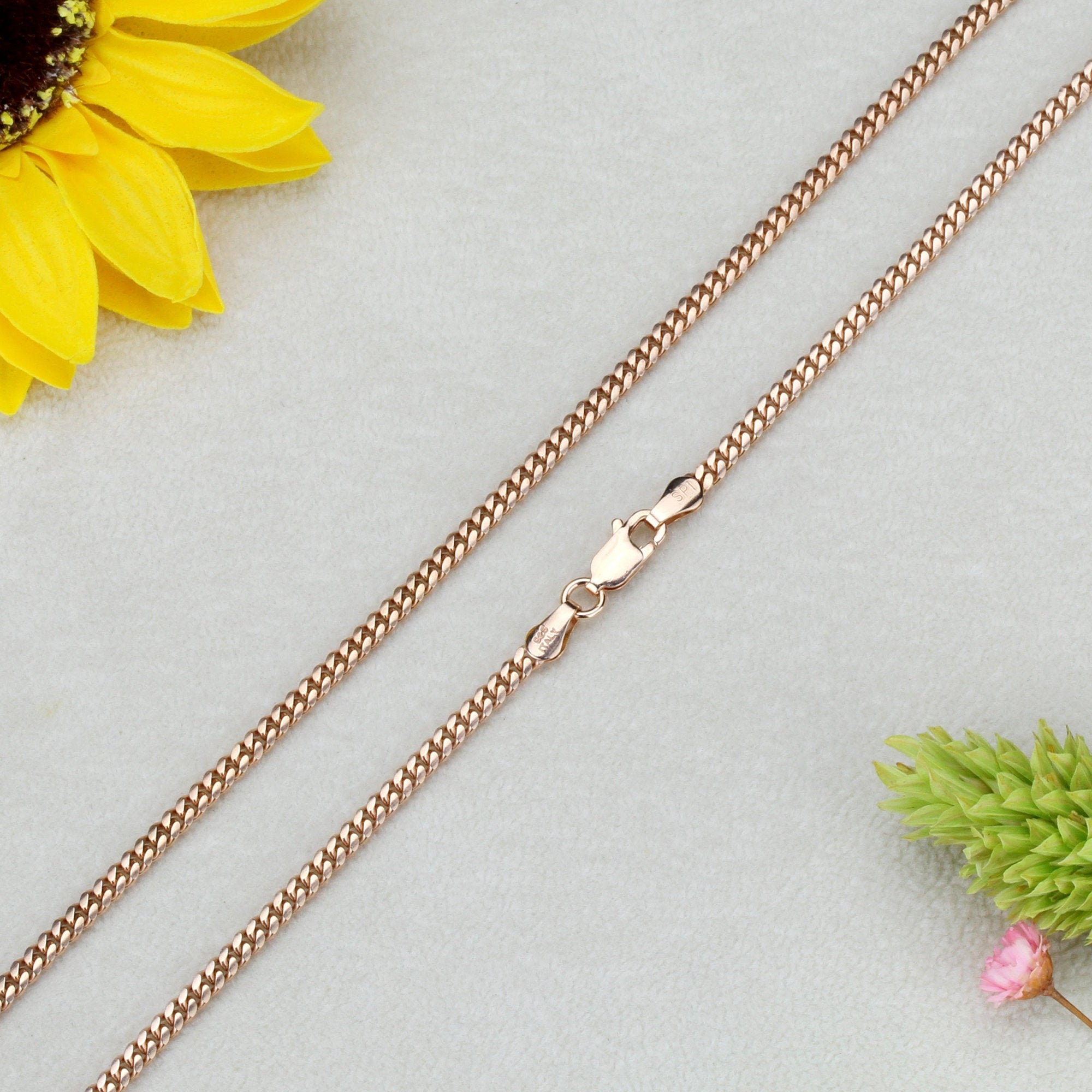 Men Women 2.7mm Silver Necklace 14K 