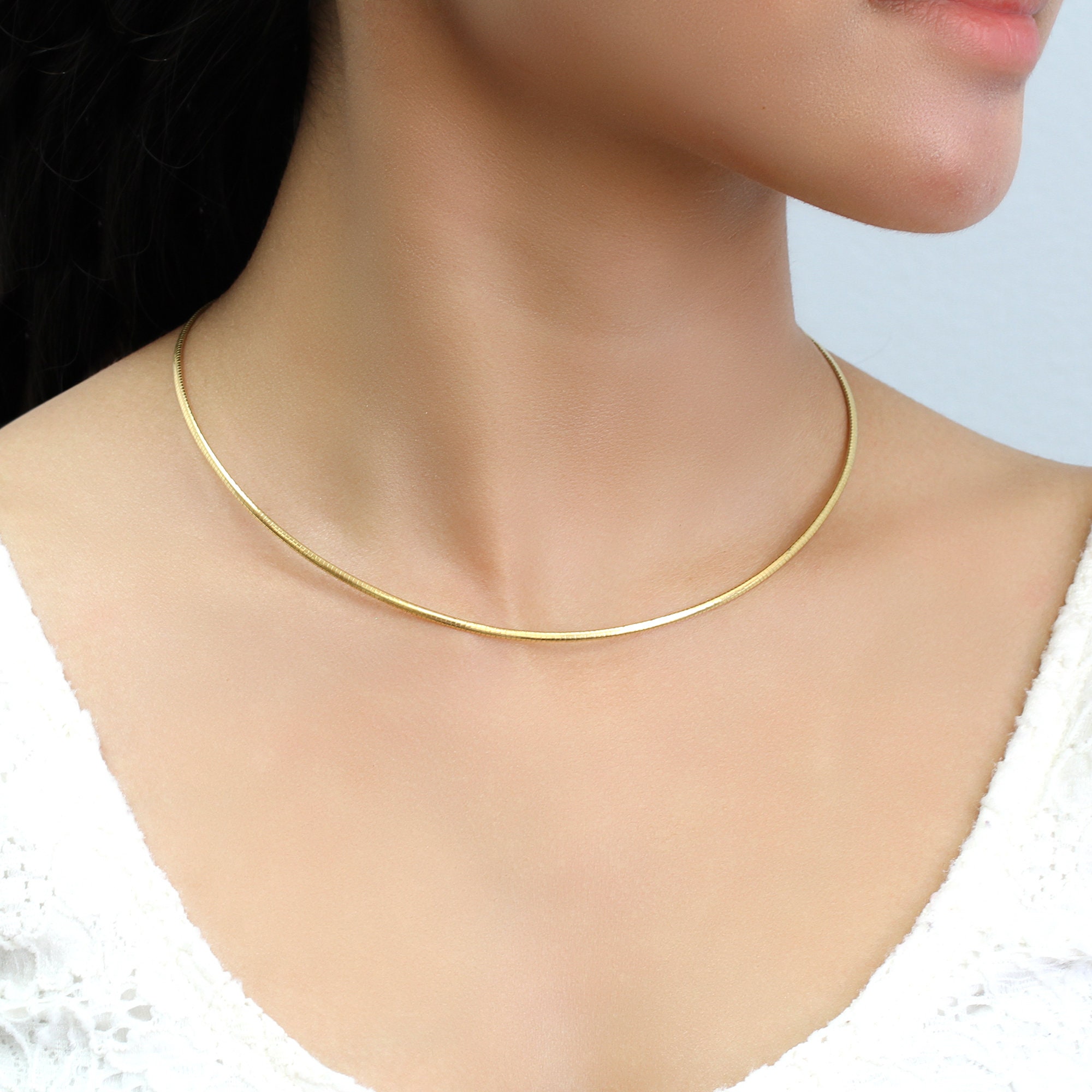 Omega Necklace Sterling Silver Chain 