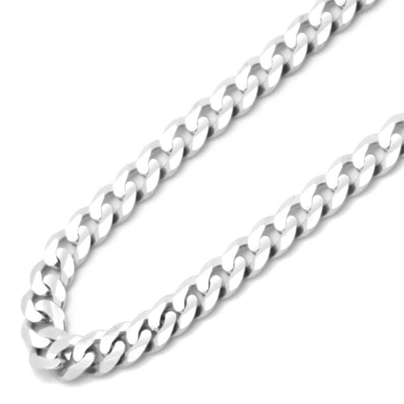 Solid 14K White Gold Chain Necklace 4mm Concaved Light Curb Etsy