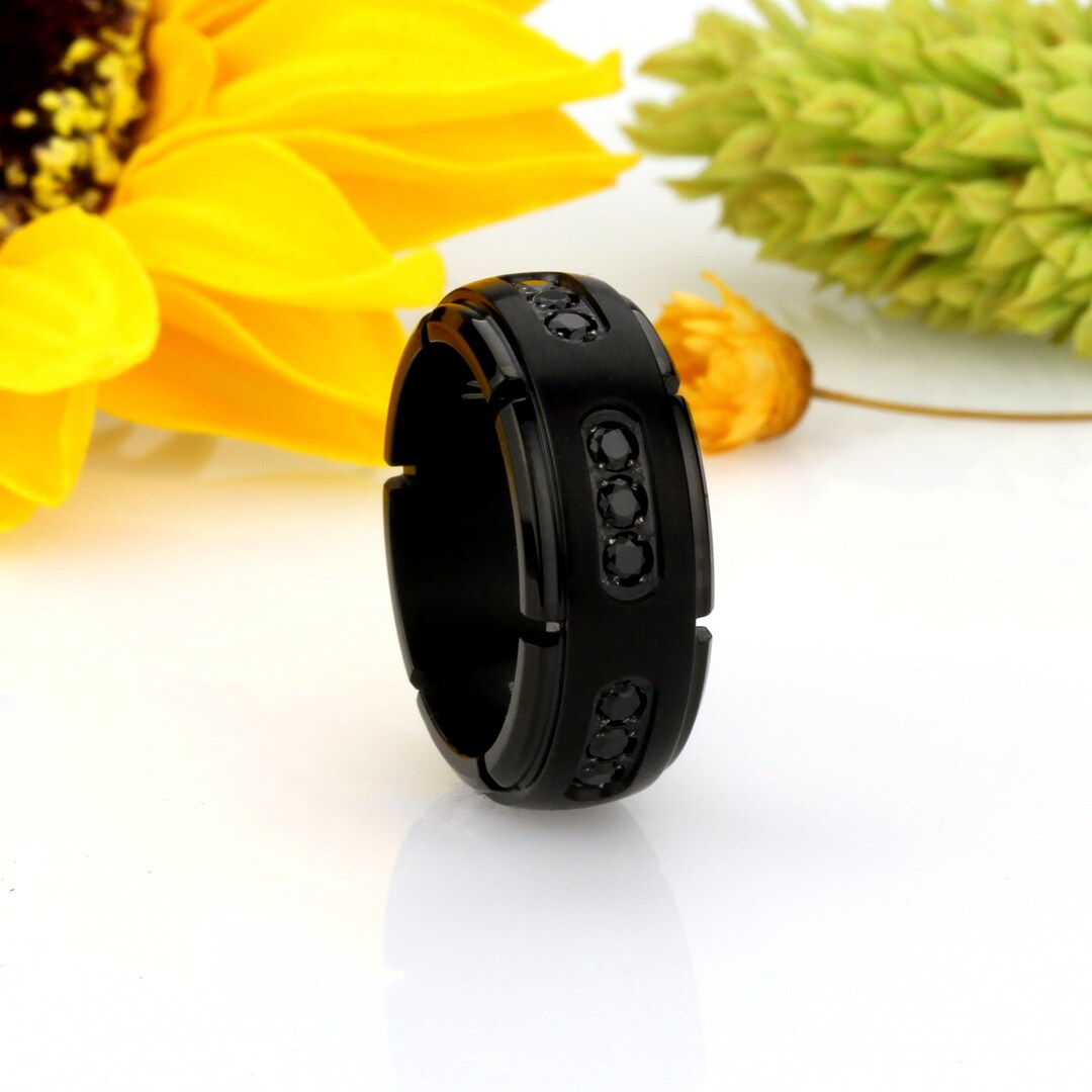 8mm Brushed Matte Black Titanium Ring - Solid, Comfort Fit Wedding Band | Size 12, Hypoallergenic - View #9