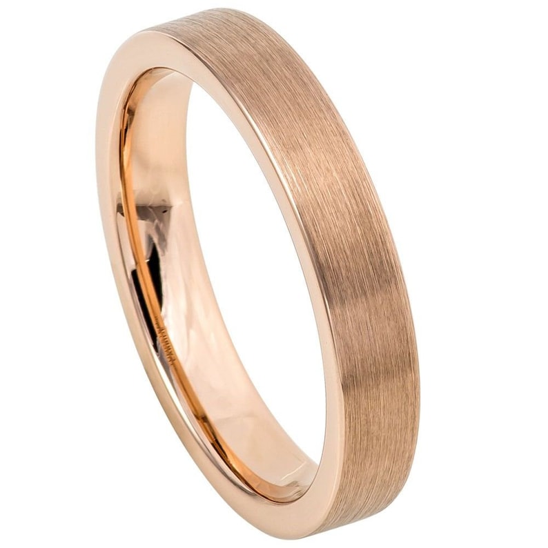 Personalized Ring Tungsten Wedding Band Set 4MM 6MM 8MM Rose Gold Tone Ring Flat Brushed Tungsten Ring For Couples JDTR785-786-787-OPT