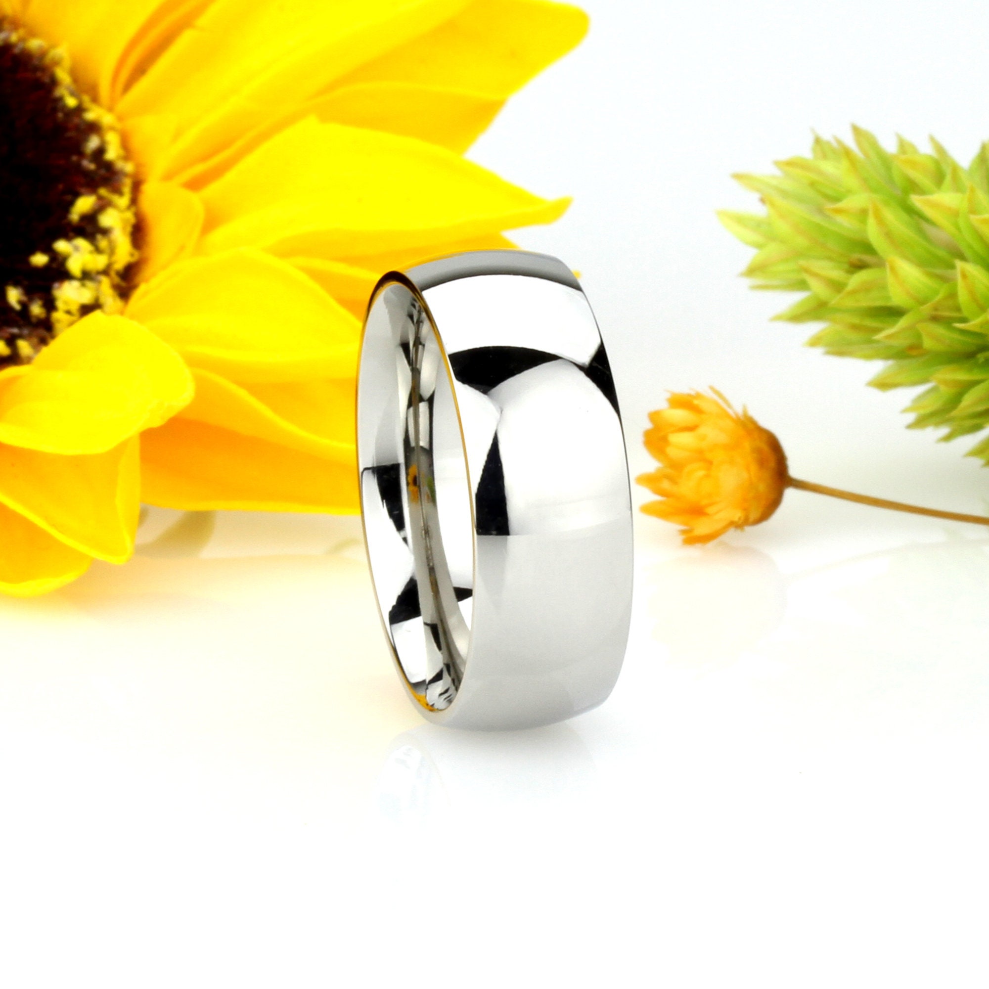 Sizes 5-12 Surgical Stainless Steel 5mm Domed Wedding Band Thumb Ring Comfort-Fit Matte Finish Sizes 5-12 Surgical Stainless Steel 5mm Domed Wedding Band Thumb Ring Comfort-Fit Matte Finish