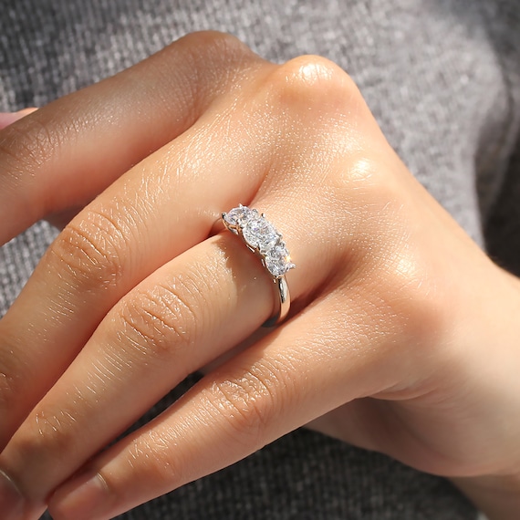 Sterling Silver Triple Diamond Rings Sterling Silver Triple Diamond Rings