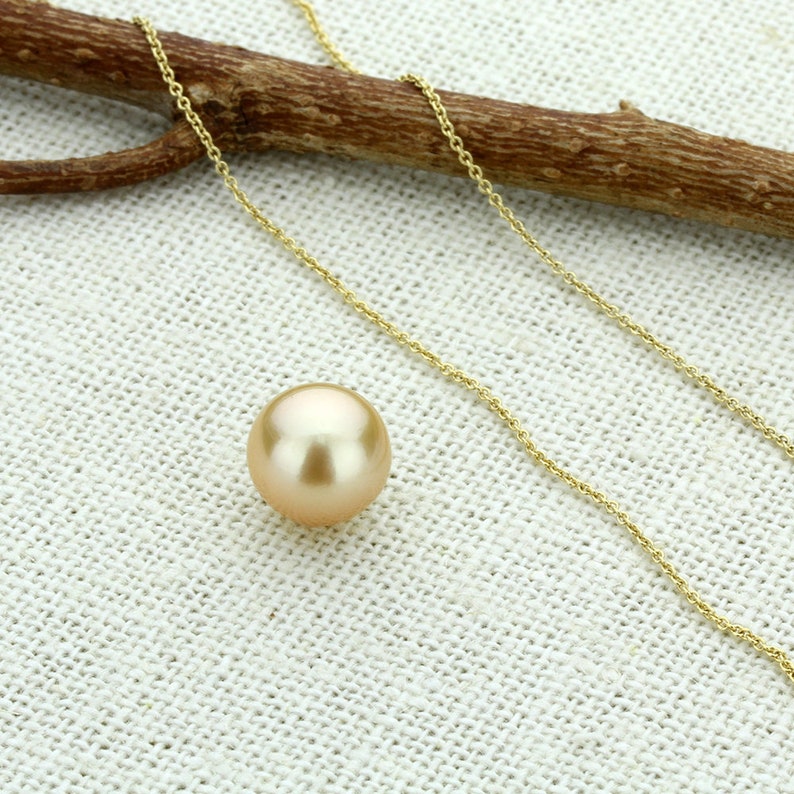 Real Pearl Necklace Solid 14K Gold Chain Pearl Slide Etsy