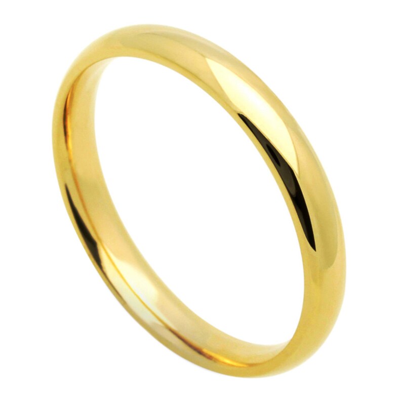 DLNBP1-9-OPT Men Women 14K White Gold or Gold 3mm Classic Domed Plain Wedding Band Ring Gift Box