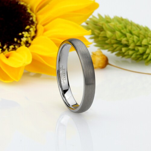 Tungsten Wedding Band 4MM Rough Polish Matte Satin Brushed Etsy