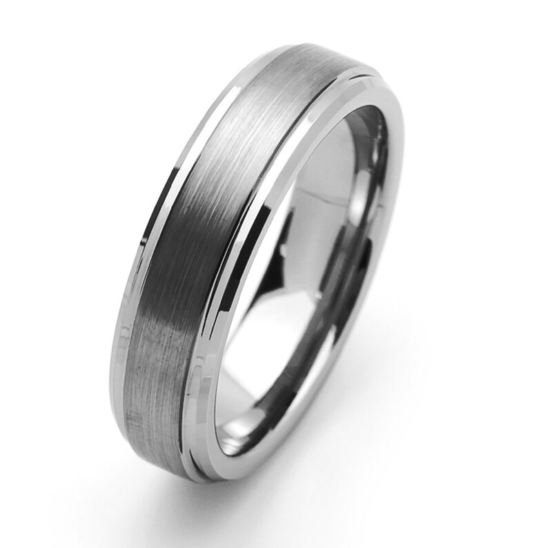 Tungsten Wedding Band Women/'s Men 6MM Beveled Edges Classic Tungsten Ring Custom Engraved Personalized ring JDTR008