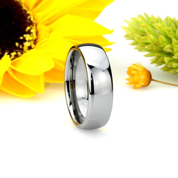 Men Women Tungsten Wedding Band 7MM Domed Classic Tungsten Ring, Custom Engraved Personalized Ring (JDTR175)