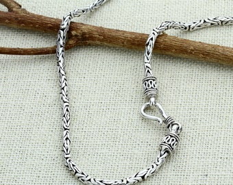 BYZANTINE Chain, Men Women 925 Sterling Silver Necklace, 2.5mm, 3mm Bali Byzantine Chain Necklace, Oxidize Chain Bracelet, Choker Necklace
