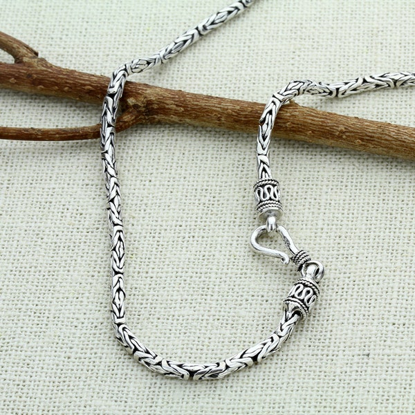 BYZANTINE Chain, Men Women 925 Sterling Silver Necklace, 2.5mm, 3mm Bali Byzantine Chain Necklace, Oxidize Chain Bracelet, Choker Necklace