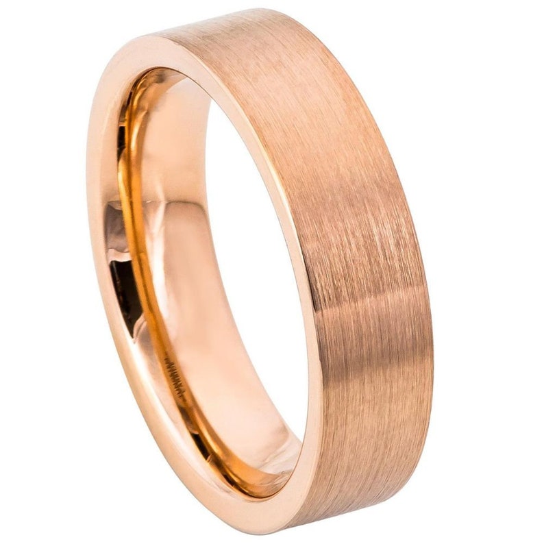 Personalized Ring Tungsten Wedding Band Set 4MM 6MM 8MM Rose Gold Tone Ring Flat Brushed Tungsten Ring For Couples JDTR785-786-787-OPT