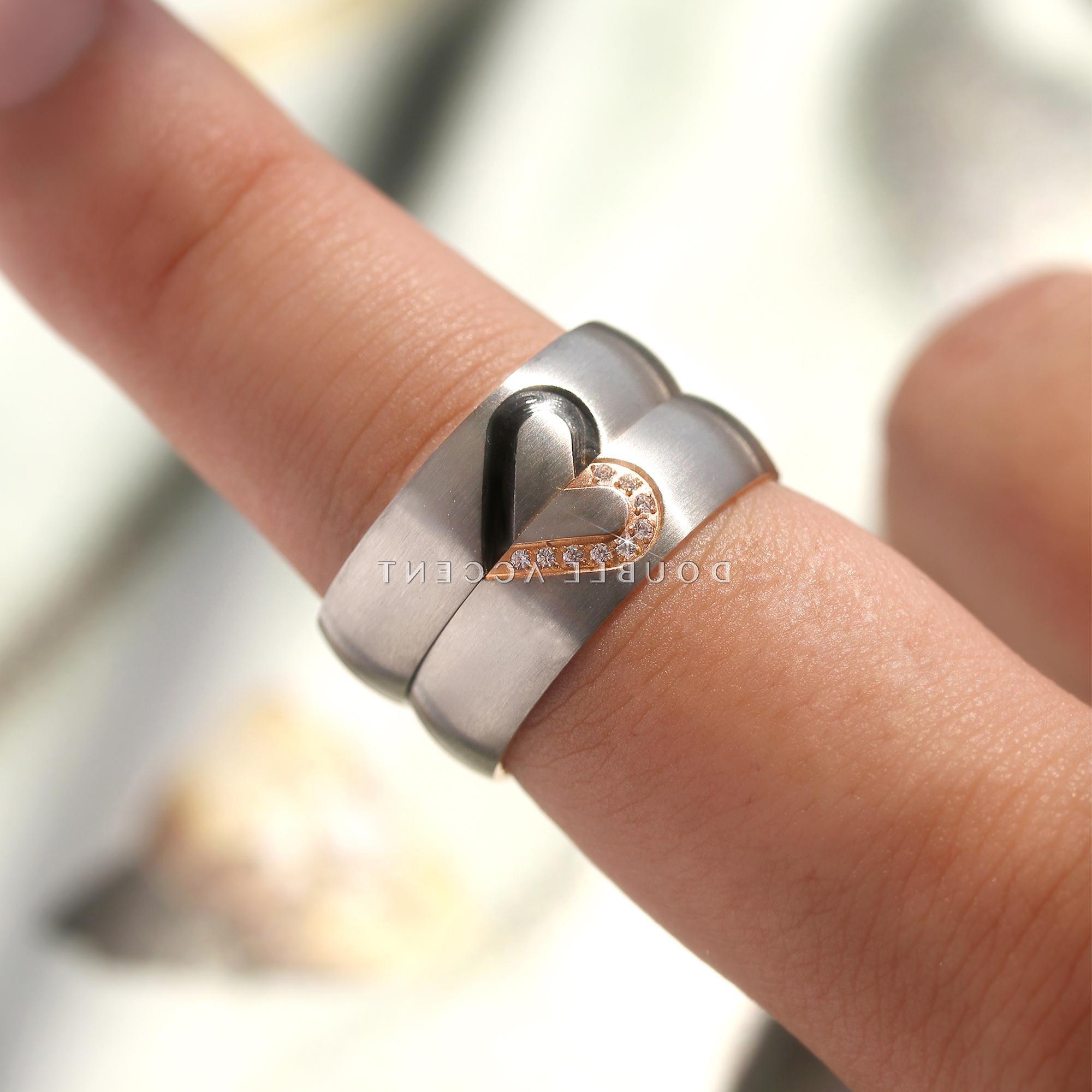 ROWAG Black Titanium Stainless Steel Couple Rings - 6mm Men's & 4mm Women's Matching Bands - View #4