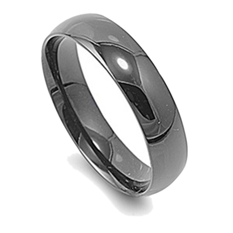 Custom Engraving Men Women 6MM Stainless Steel Ring Black Anodized Classic Domed Wedding Band Ring BRSR-778-N