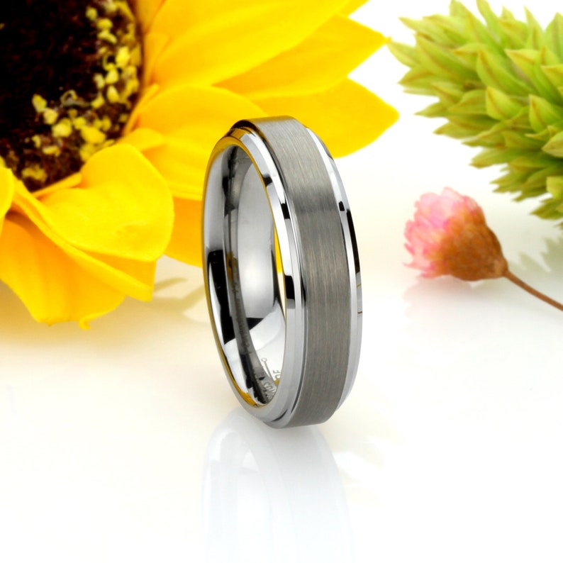 Tungsten Wedding Band Women/'s Men 6MM Beveled Edges Classic Tungsten Ring Custom Engraved Personalized ring JDTR008