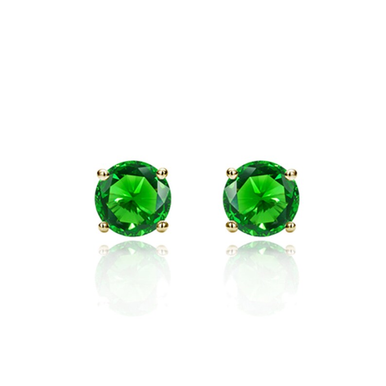 DJBRD3MM05 14K Yellow Gold 3mm Green Cubic CZ Prong Set Solitaire Screwback Stud Earrings