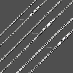 PUFFED ANCHOR Chain Necklace or Bracelet, 925 Sterling Silver, Stacked Necklace, Made In Italy