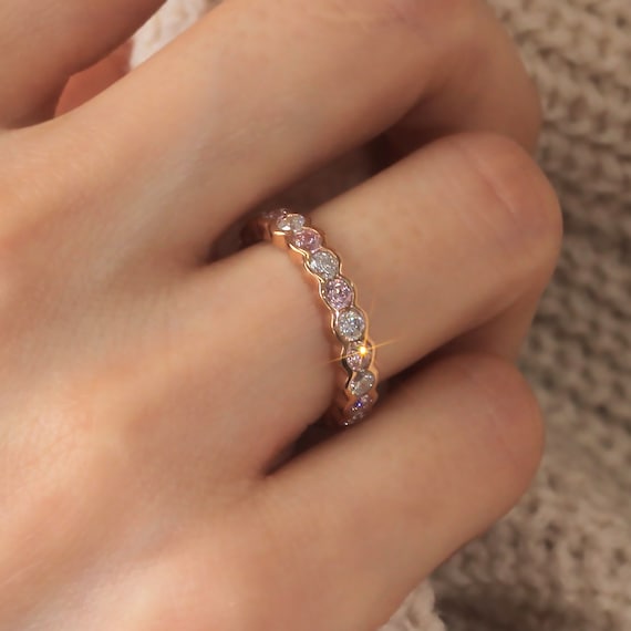 Stacking Band Ring Flat Top Cubic Zirconia Rhodium-plated Sterling Silver Stacking Band Ring Flat Top Cubic Zirconia Rhodium-plated Sterling Silver