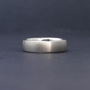 Brushed Titanium Ring: 6MM Classic Dome, Comfort Fit, Custom Engraved Wedding Band