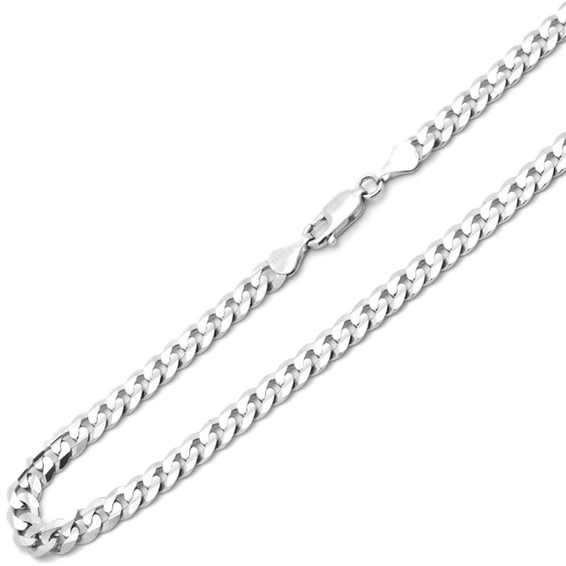 Solid 14K White Gold Chain Necklace 6mm Concaved Light Curb Etsy