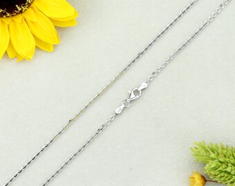 Men Women 2mm Sterling Silver Necklace Rhodium Plated DC Edge Rolo Chain Necklace(PZCH226SV-RH)